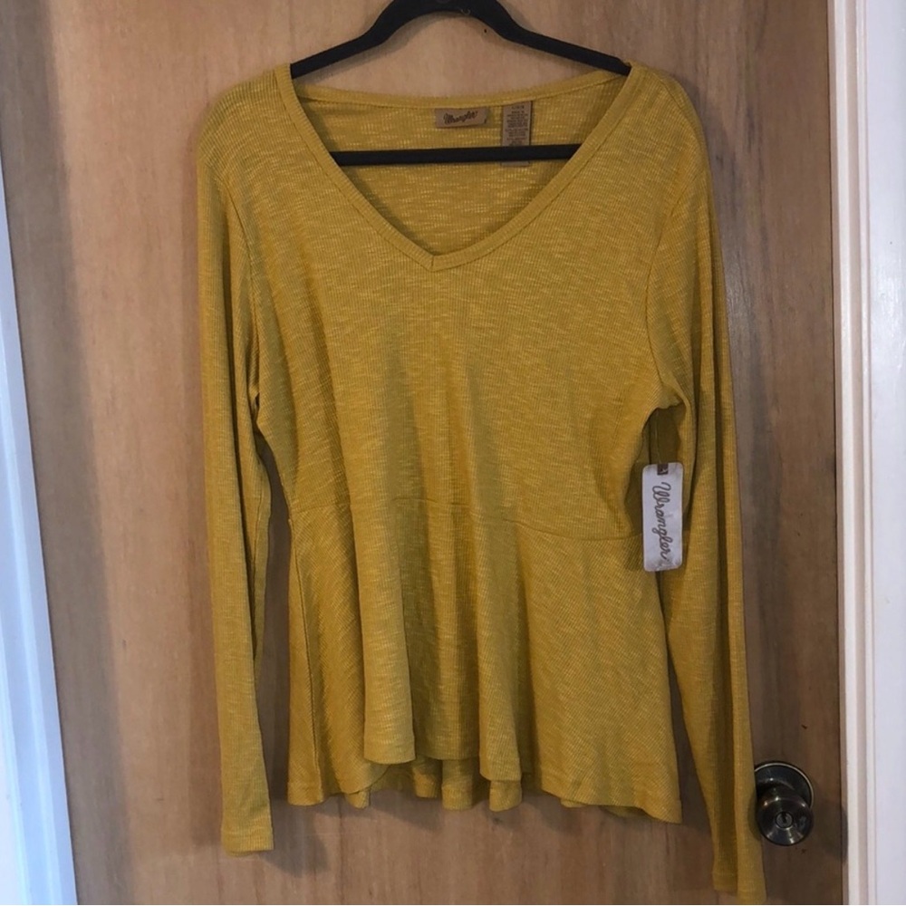 Wrangler Mustard Long Sleeve V-Neck Top